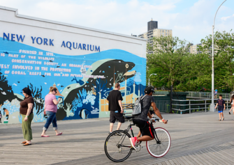 New York Aquarium Building with graffiti